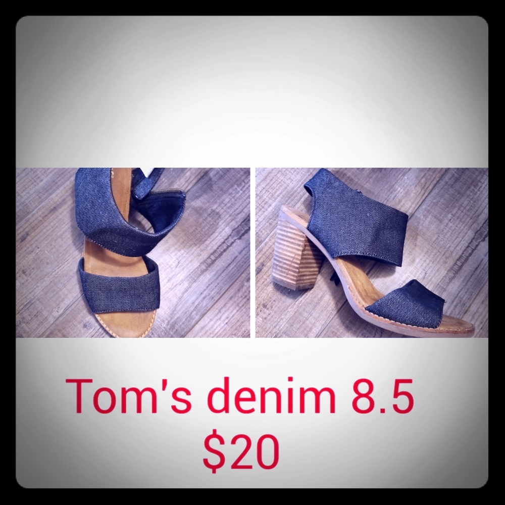 Tom's 8.5 blue denim heels